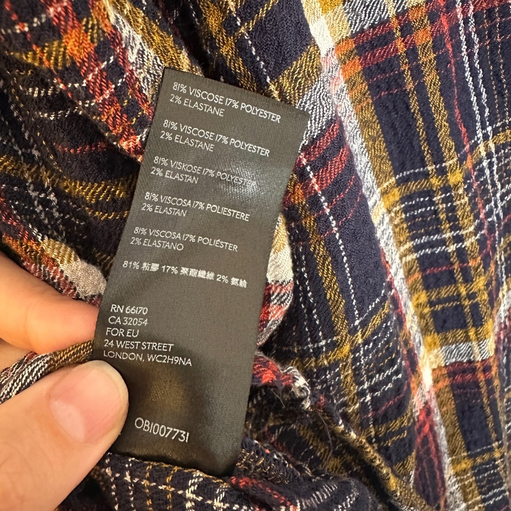 Free People We The Free Hidden Valley Button Down Black Multicolor Plaid Shirt M - Picture 8 of 12